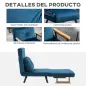 Sofá Cama Individual Plegable Silla Cama Convertible 4 en 1 Respaldo Ajustable de 5 Niveles y Almohada 63x73x81 cm Azul