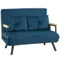 Sofá Cama Convertible 4 en 1 Sillón Cama 2 Plazas Plegable Respaldo Ajustable de 5 Niveles Almohadas 102x73x81 cm Azul