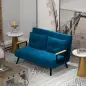 Sofá Cama Convertible 4 en 1 Sillón Cama 2 Plazas Plegable Respaldo Ajustable de 5 Niveles Almohadas 102x73x81 cm Azul