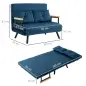 Sofá Cama Convertible 4 en 1 Sillón Cama 2 Plazas Plegable Respaldo Ajustable de 5 Niveles Almohadas 102x73x81 cm Azul