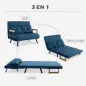 Sofá Cama Convertible 4 en 1 Sillón Cama 2 Plazas Plegable Respaldo Ajustable de 5 Niveles Almohadas 102x73x81 cm Azul