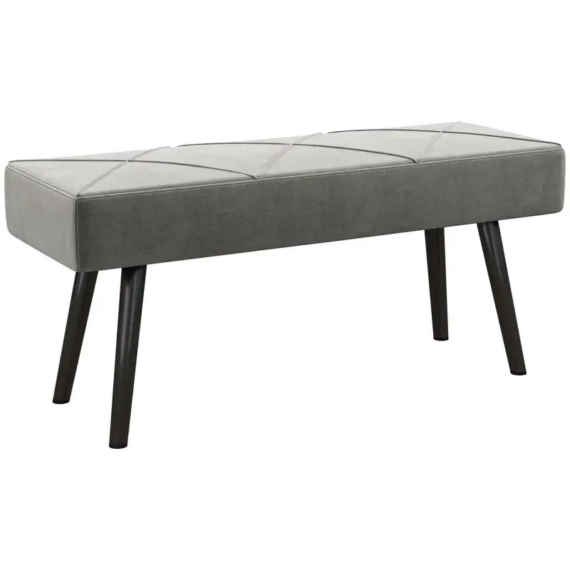 Taburete Pie de Cama Multifuncional con Pies de Acero y Asiento Acolchado para Entrada Pasillo 100x36x45 cm Gris