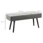 Taburete Pie de Cama Multifuncional con Pies de Acero y Asiento Acolchado para Entrada Pasillo 100x36x45 cm Gris