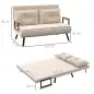 Sofá Cama Convertible 4 en 1 Sillón Cama 2 Plazas Plegable Respaldo Ajustable de 5 Niveles Almohadas 102x73x81cm Beige