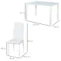 Conjunto de Comedor de Mesa y 4 Sillas 5 Piezas Mesa Rectangular de Vidrio Templado y Sillas Tapizadas en PU Blanco