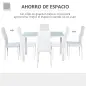 Conjunto de Comedor de Mesa y 4 Sillas 5 Piezas Mesa Rectangular de Vidrio Templado y Sillas Tapizadas en PU Blanco