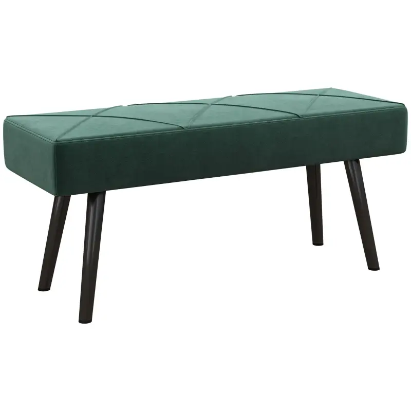 Taburete Pie de Cama Multifuncional con Pies de Acero y Asiento Acolchado para Entrada Pasillo 100x36x45 cm Verde