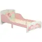 Cama para Niños 143x77x60 cm Cama Infantil de 3-6 Años con Barreras de Protección y Estampados Carga Máx. 40 kg Rosa