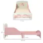 Cama para Niños 143x77x60 cm Cama Infantil de 3-6 Años con Barreras de Protección y Estampados Carga Máx. 40 kg Rosa
