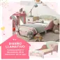Cama para Niños 143x77x60 cm Cama Infantil de 3-6 Años con Barreras de Protección y Estampados Carga Máx. 40 kg Rosa