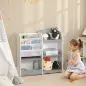 Estantería para Niños Organizador de Juguetes Estantería Infantil con Estantes Abiertos para Dormitorio 85x26x84 cm Gris