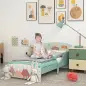 Cama para Niños 143x77x60 cm Cama Infantil de 3-6 Años con Barreras de Protección y Estampados Carga Máx. 40 kg Verde