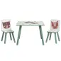Set de Mesa y 2 Sillas Conjunto de Muebles Infantiles de 3 Piezas para Niños de +3 Años con Estampado Animales y Verde