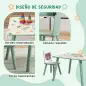 Set de Mesa y 2 Sillas Conjunto de Muebles Infantiles de 3 Piezas para Niños de +3 Años con Estampado Animales y Verde