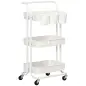 Carrito Auxiliar con Ruedas Carro de Almacenaje Multifuncional con Ganchos y Cajas Colgantes 42x38x86,5 cm Blanco