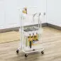 Carrito Auxiliar con Ruedas Carro de Almacenaje Multifuncional con Ganchos y Cajas Colgantes 42x38x86,5 cm Blanco