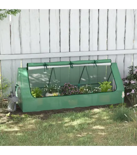 Invernadero de Terraza Mini Invernadero 240x90x90 cm con Ventanas de Malla para Cultivar Verduras y Flores Verde