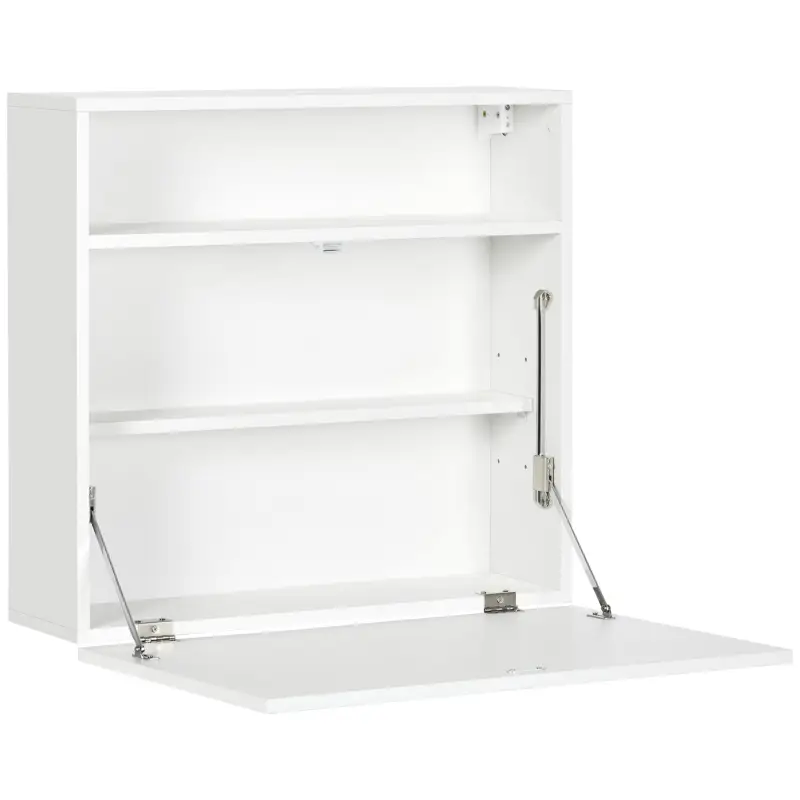 Escritorio Plegable de Pared Moderno Mesa Flotante Multifuncional con Estantes de Almacenamiento 64x20x60 cm Blanco