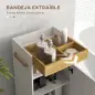 Armario de Baño Moderno con Estantes Ajustables Armario Bandeja Extraíble y Ruedas 40x30x88 cm Blanco y Roble