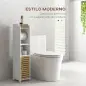 Portarrollos de Baño Moderno Armario de Baño con Estantes 1 Puerta y Portarrollos de Papel 18x20x90 cm Blanco y Roble