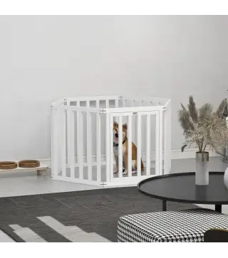 Parque para Mascotas Plegable de 6 Paneles 60x70 cm con Pies de Goma Antideslizantes y Forma Personalizable Blanco