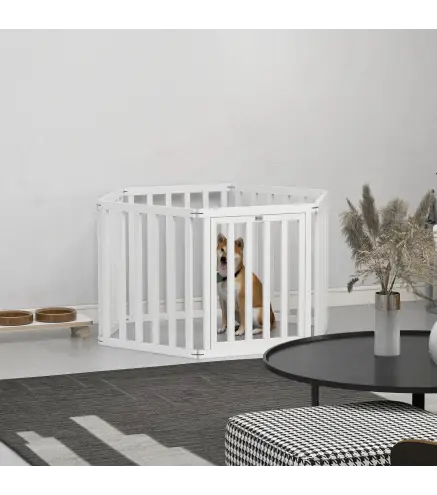 Parque para Mascotas Plegable de 6 Paneles 60x70 cm con Pies de Goma Antideslizantes y Forma Personalizable Blanco