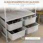 Perchero Zapatero con Ruedas para Recibidor con 8 Ganchos 4 Cestas para Zapatos y Marco de Acero 63x37x153 cm Blanco