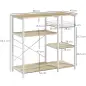Estantería de Cocina con 1 Cesta 4 Ganchos en S 6 Almohadillas de Pie Ajustables y Estantes 90x40x84,5 cm Roble y Blanco