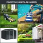 Caseta de Jardín de 3,6m² 236x174x190 cm Cobertizo Exterior para Herramientas con Puertas Correderas y 4 Ventanas Gris