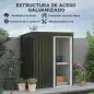 Cobertizo de Jardín Exterior 1,16 m² 163x89x182 cm Caseta Metálica con Puerta Corredera y Techo Inclinado Negro