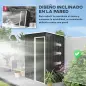 Cobertizo de Jardín Exterior 1,16 m² 163x89x182 cm Caseta Metálica con Puerta Corredera y Techo Inclinado Negro