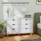 Cómoda con 6 Cajones Cajonera para Dormitorio Salón Estudio Estilo Moderno 120x40x76 cm Blanco