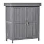 Cobertizo de Almacenamiento de Madera para Jadín 74x43x88 cm con 2 Puertas y Techo Asfáltico Abatible Gris