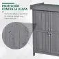 Cobertizo de Almacenamiento de Madera para Jadín 74x43x88 cm con 2 Puertas y Techo Asfáltico Abatible Gris