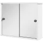 Armario con Espejo de Pared con Estante Ajustable y Puerta Corredera Doble para Lavabo 55x15x45 cm Blanco Brillante