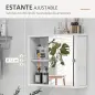 Armario con Espejo de Pared con Estante Ajustable y Puerta Corredera Doble para Lavabo 55x15x45 cm Blanco Brillante