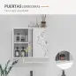 Armario con Espejo de Pared con Estante Ajustable y Puerta Corredera Doble para Lavabo 55x15x45 cm Blanco Brillante