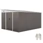 Cobertizo de Jardín 280x345x201 cm 8,9 m² para Almacenamiento de Herramientas con Puerta y 2 Ventanas Gris