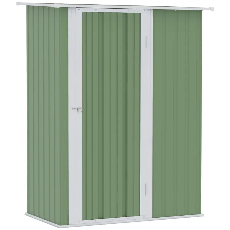 Cobertizo Exterior 1,07m² 142x86x189 cm con Puerta y Orificios de Drenaje para Almacenamiento de Herramientas Verde