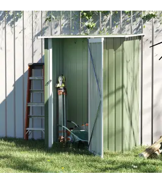 Cobertizo Exterior 1,07m² 142x86x189 cm con Puerta y Orificios de Drenaje para Almacenamiento de Herramientas Verde