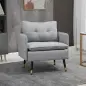 Butaca de Salón con Reposabrazos Asiento Acolchado y Patas de Acero Sofá Individual de Moderno 76x68x80 cm Gris