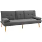Sofá Cama 3 Plazas Plegable con Respaldo Ajustable de 3 Niveles Reposabrazos Desmontable 181x77x78 cm Gris Oscuro Sofá Cama 3 Plazas Plegable con Respaldo Ajustable de 3 Niveles Reposabrazos Desmontable 181x77x78 cm Gris Oscuro