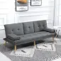 Sofá Cama 3 Plazas Plegable con Respaldo Ajustable de 3 Niveles Reposabrazos Desmontable 181x77x78 cm Gris Oscuro