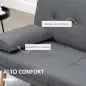 Sofá Cama 3 Plazas Plegable con Respaldo Ajustable de 3 Niveles Reposabrazos Desmontable 181x77x78 cm Gris Oscuro