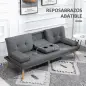 Sofá Cama 3 Plazas Plegable con Respaldo Ajustable de 3 Niveles Reposabrazos Desmontable 181x77x78 cm Gris Oscuro