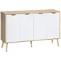 Mueble Buffet Auxiliar con Estantes Ajustables 2 Armarios y Antivuelco Carga 50 kg 120x35x77,4 cm Blanco y Natural