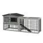 Conejera Exterior de Madera 150x52x68 cm Jaula para Conejos Grande con Techo Abatible Bandeja Extraíble y Rampa Gris Conejera Exterior de Madera 150x52x68 cm Jaula para Conejos Grande con Techo Abatible Bandeja Extraíble y Rampa Gris