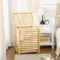 Cesta para la Colada de Bambú Capacidad de 55L Cesto para Ropa Sucia con 2 Asas y Bolsa Extraíble 50x36x60 cm Natural