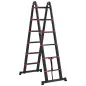 Escalera de Aluminio Plegable 2 Formas de Uso con 12 Escalones Antideslizantes Carga 150 kg 379x67,5x11 cm Negro y Rojo