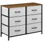 Cómoda Cajonera con 6 Cajones de Tela Plegable Marco de Acero y Almohadillas Ajustables 80x30x62,5 cm Gris y Marrón